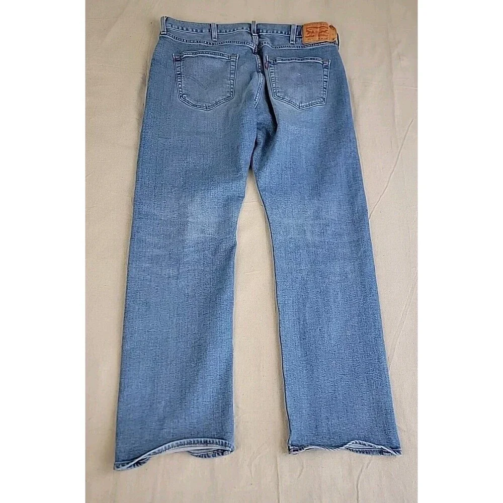 Levi's 501 Original Fit Jeans Mens 38x32 Light Wash Blue Button Fly Straight Leg